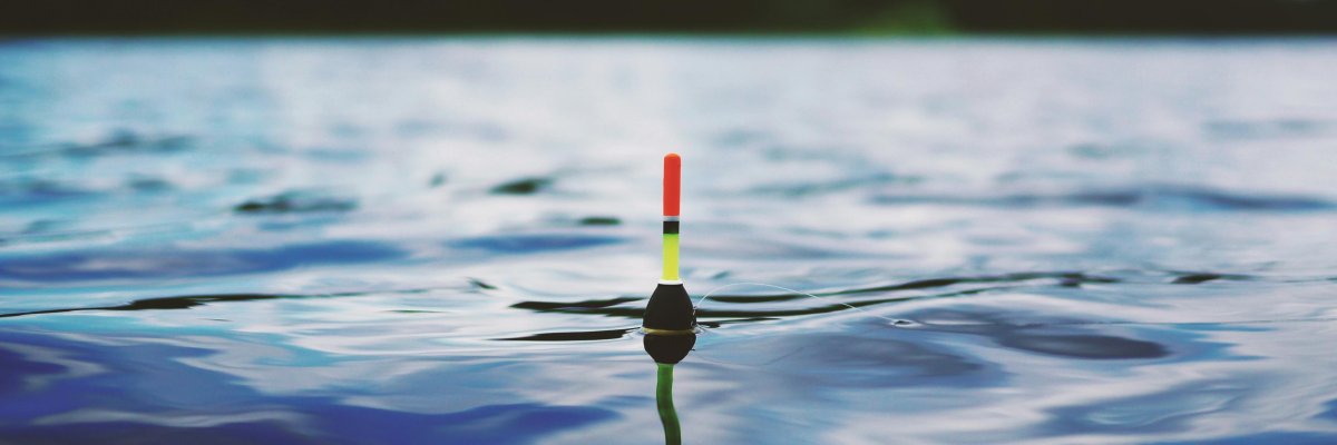 Schwimmer einer Angel auf einer Wasseroberfläche