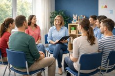 Teilnehmer*innen mit Dozent