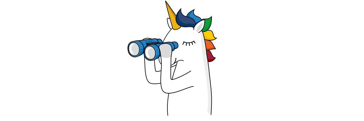 Bild: Einhorn mit Fernglas