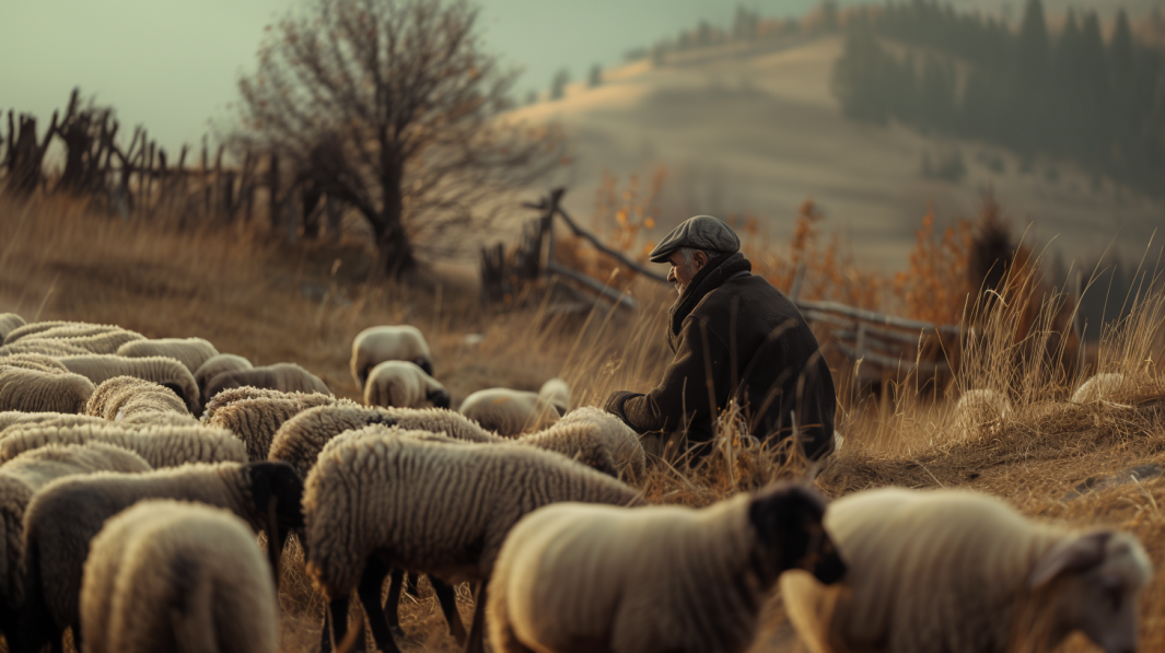 ein Schäfer und seine Herde