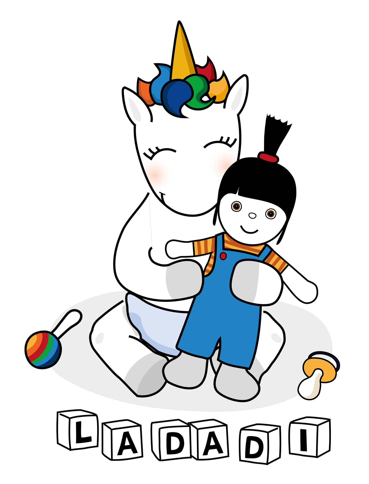 Baby LaDaDi-Einhorn mit Stoffpuppe