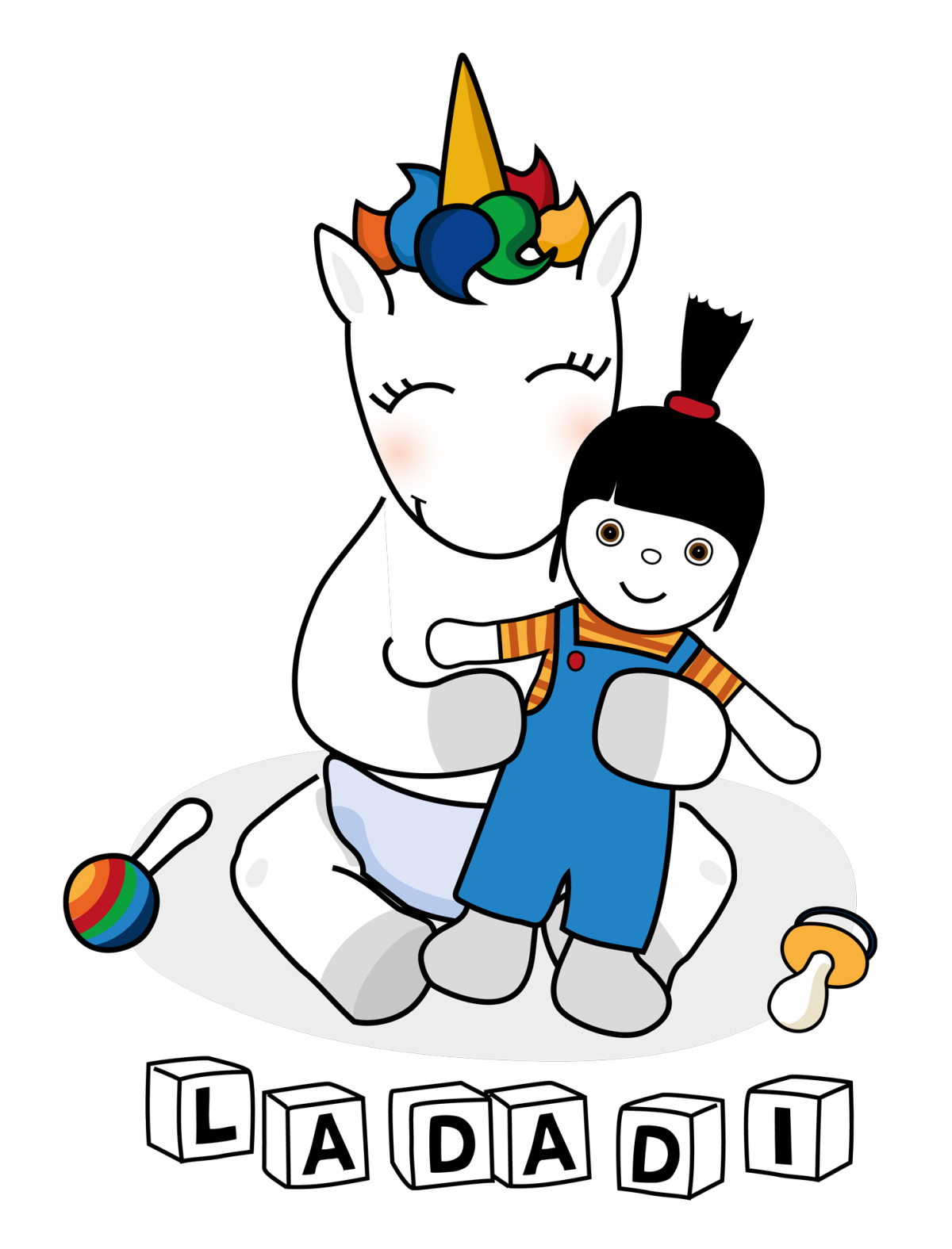 Baby LaDaDi-Einhorn mit Stoffpuppe