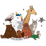 LaDaDi-Einhorn umgeben von bedrohten Tierarten