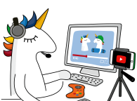 LaDaDi-Einhorn in Videokonferenz