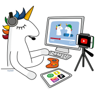 LaDaDi-Einhorn in Videokonferenz