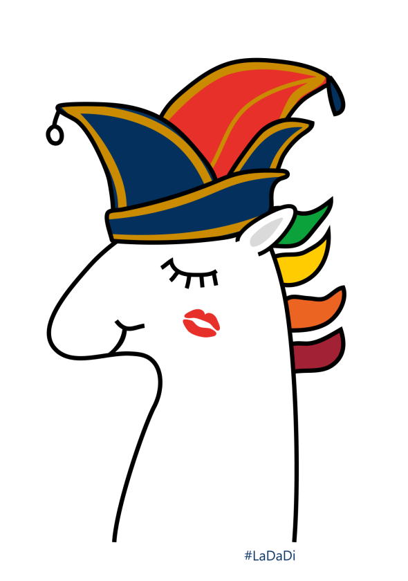 Ein Einhorn beim Karneval mit Knutschfleck