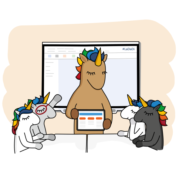 LaDaDi-Einhörner im Unterricht mit digitaler Tafel