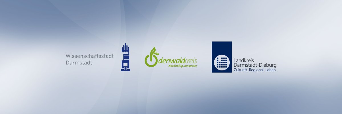 Die Logos der drei kooperierenden Gebietskörperschaften für die gemeinsame Adoptionsvermittlungsstelle: Wissenschaftsstadt Darmstadt, Odenwaldkreis Landkreis Darmstadt-Dieburg