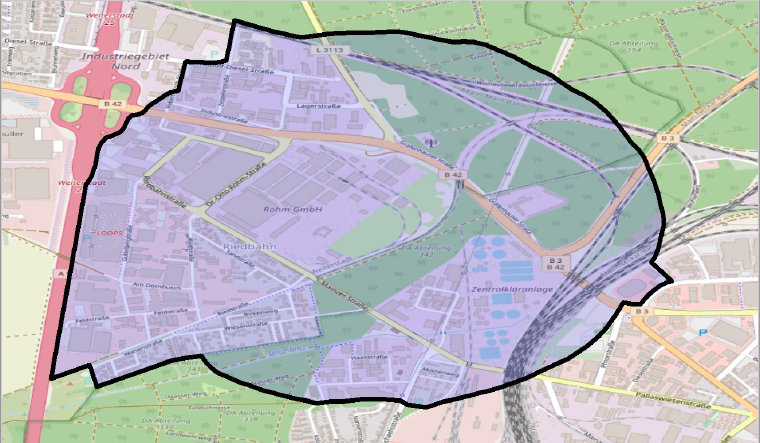 Bomben-Entschärfung morgen in Weiterstadt - Karte des Evakuierungs-Gebiets
